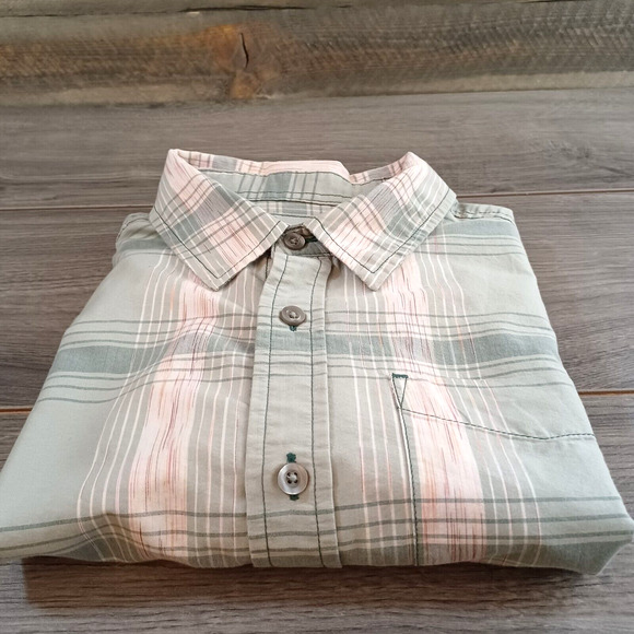 Prana Tamrack Shirt Size M Short Sleeve Button Front Organic Cotton Beachy - Picture 9 of 10